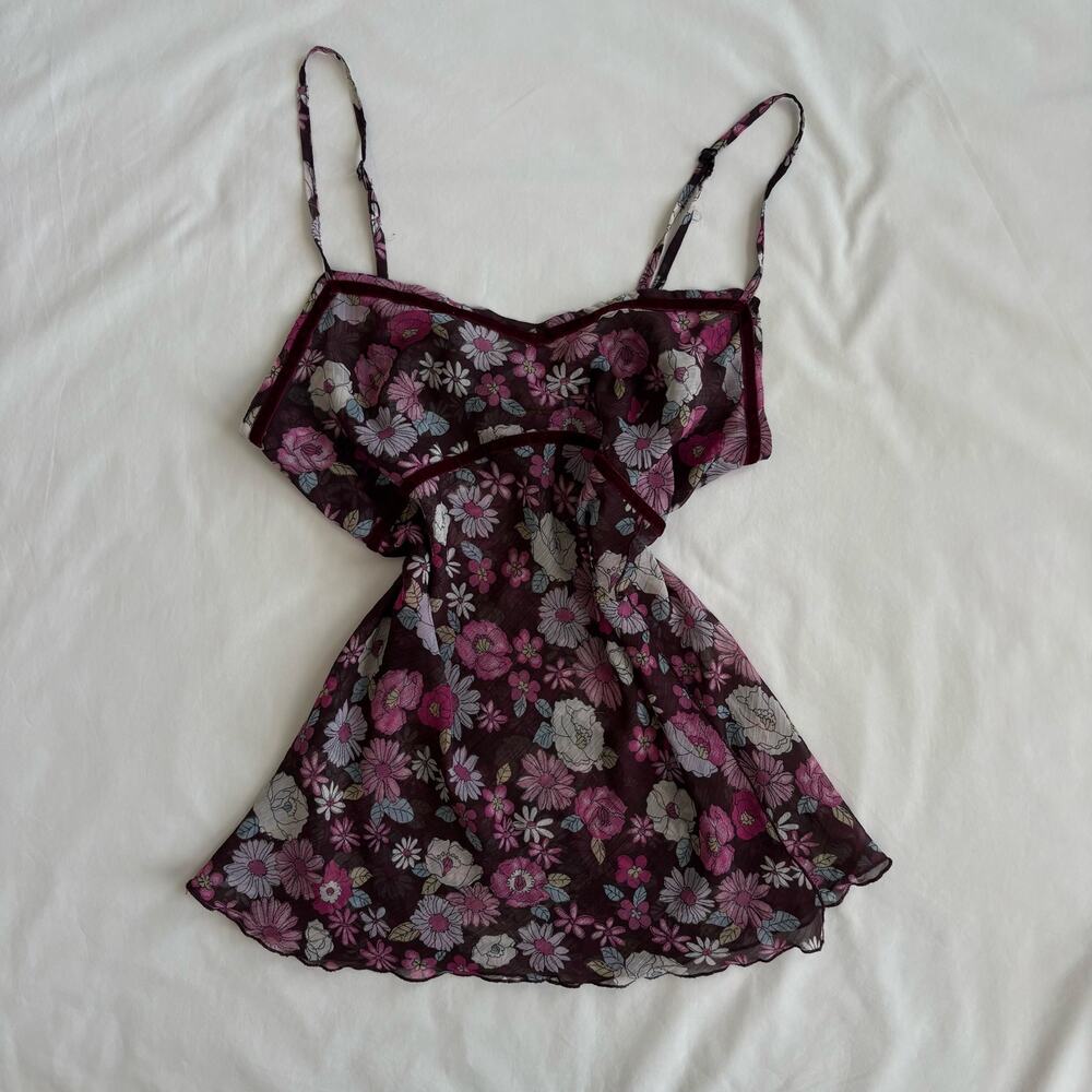 y2k floral cami Promod Chiffon Babydoll Top - Size M